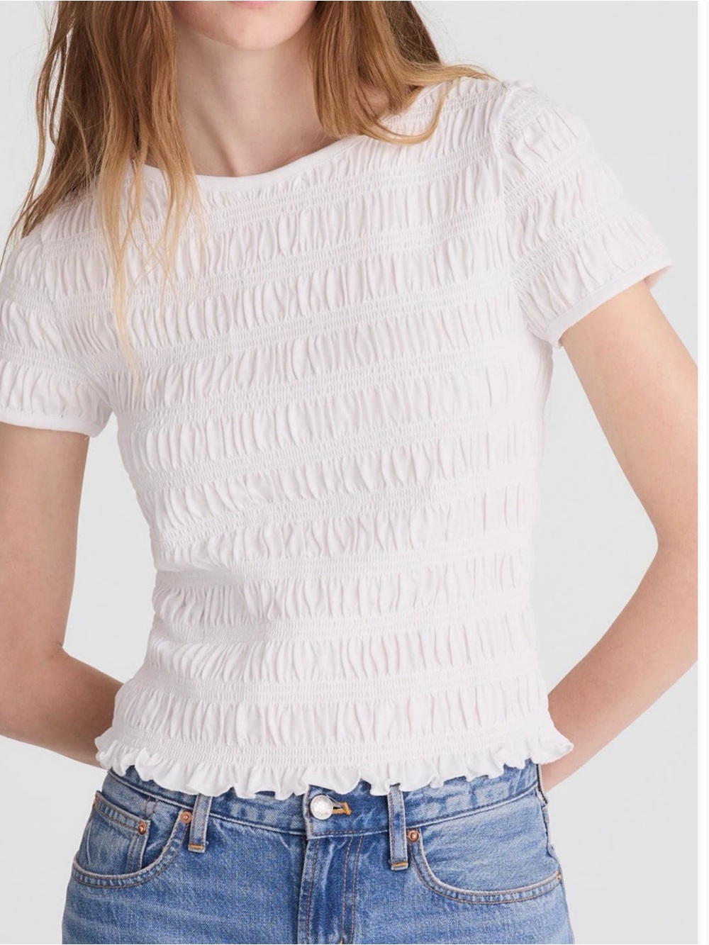 Madewell Smocked Short Sleeve Top